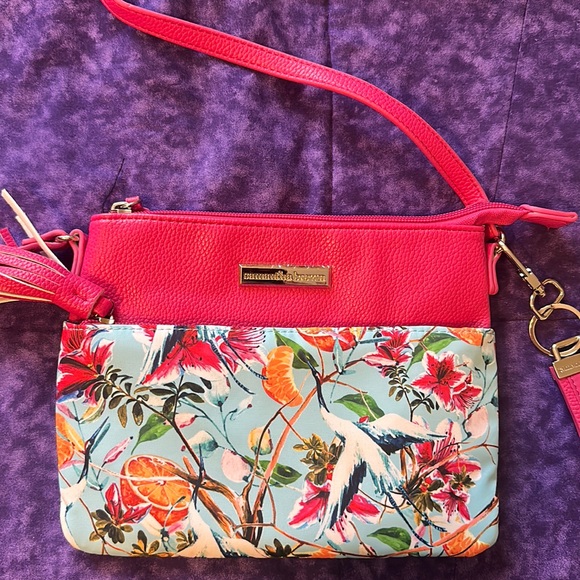 Samantha Bro Handbags - 💖Samantha Brown hot pink crossbody bag with birds, oranges and flowers